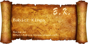 Babicz Kinga névjegykártya